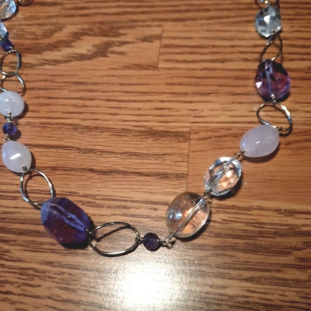 J & T Quartz, Amethyst, and Sterling Silver Necklace - Picture 2 of 10